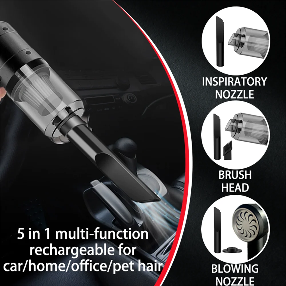 Mini Aspirator Portabil Wireless 5-în-1 pentru Mașină și Birou